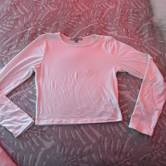 Plain white cropped long sleeve shirt, size women’s extra small - Picture 1 of 2